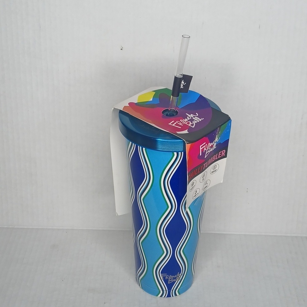 French Bull 24 oz Chilly Tumbler Blue Hot Cold Icy Condensation Free Retail $35